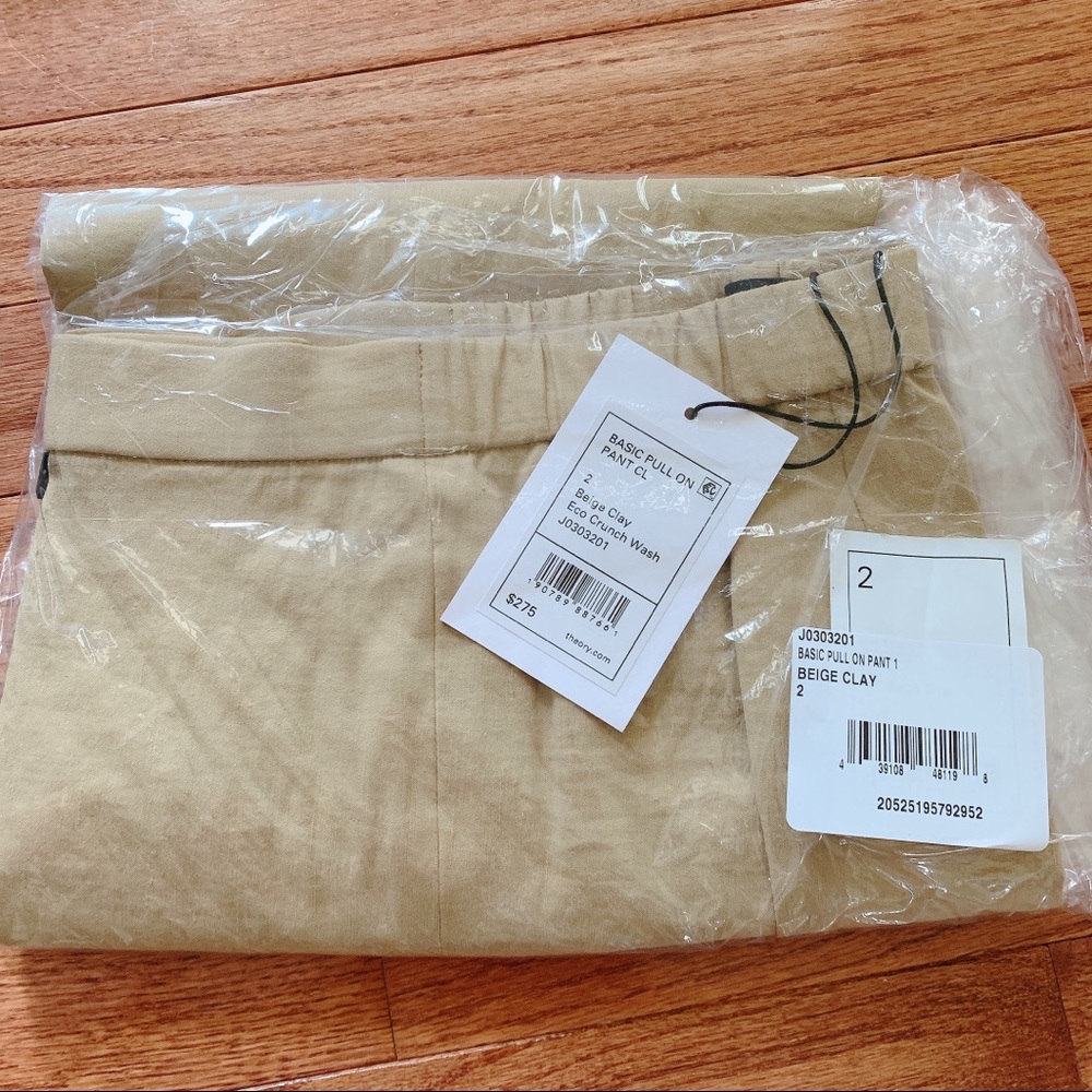 Theory Linen Blend Pull-On Slim Pants - Picture 8 of 9